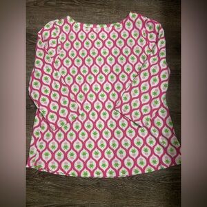 Charter Club Pink and Green Patterned Top